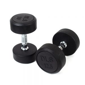 Fixed Black Rubber Dumbbell