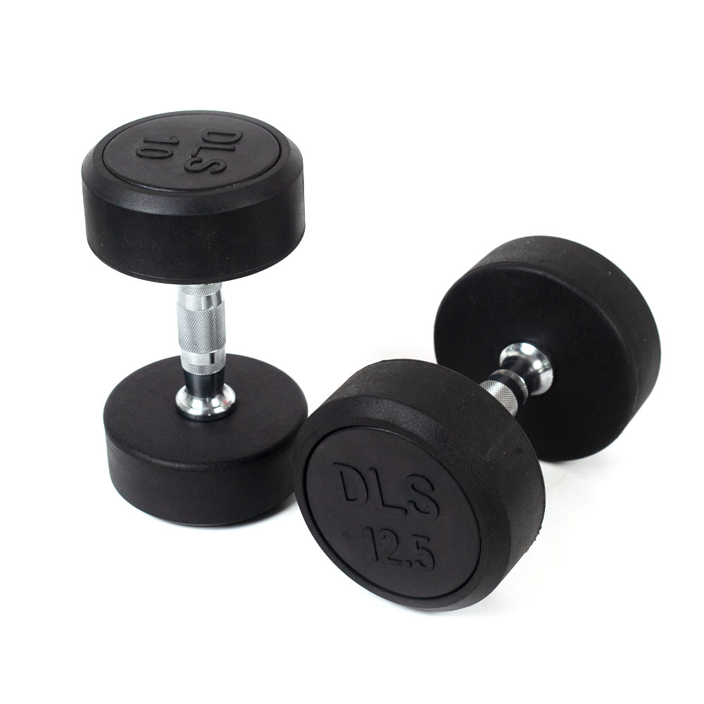 Fixed Black Rubber Dumbbell